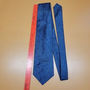 Andhurst Mens Navy Blue Paisley Jacquard Textured Polyester Necktie Vintage